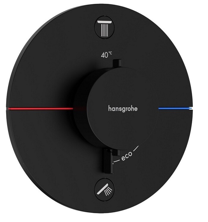 Смеситель для душа Hansgrohe ShowerSelect Comfort S, для 2 потребителей, цвет: черный матовый — 15554670