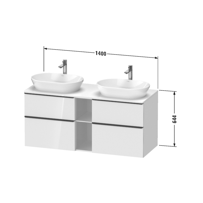 Duravit D-Neo Тумбочка подвесная 64.4x140x55 см, раковина, 2 ящика, цвет: Black Oak