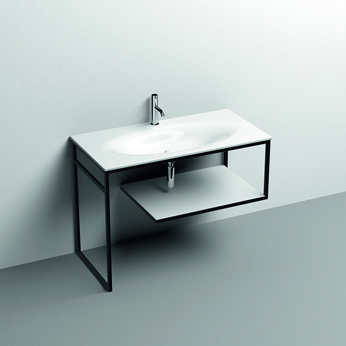 Металлическая структура для раковины Kerasan Shape Louise 102х52см, напольная, цвет: белый/черный матовый