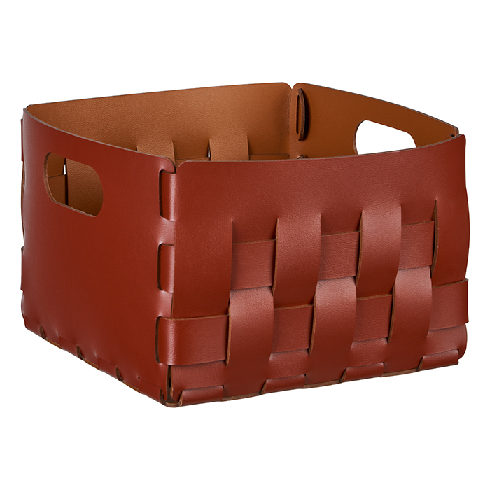 Корзинка ADJ Bottega, 25x25xH20 см, цвет: бордо/коньяк