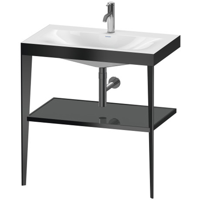Консоль Duravit XViu напольная, 80x48x85см с полкой, с раковиной без перелива, 1 отв., цвет: black matt/flannel grey high gloss lacquer