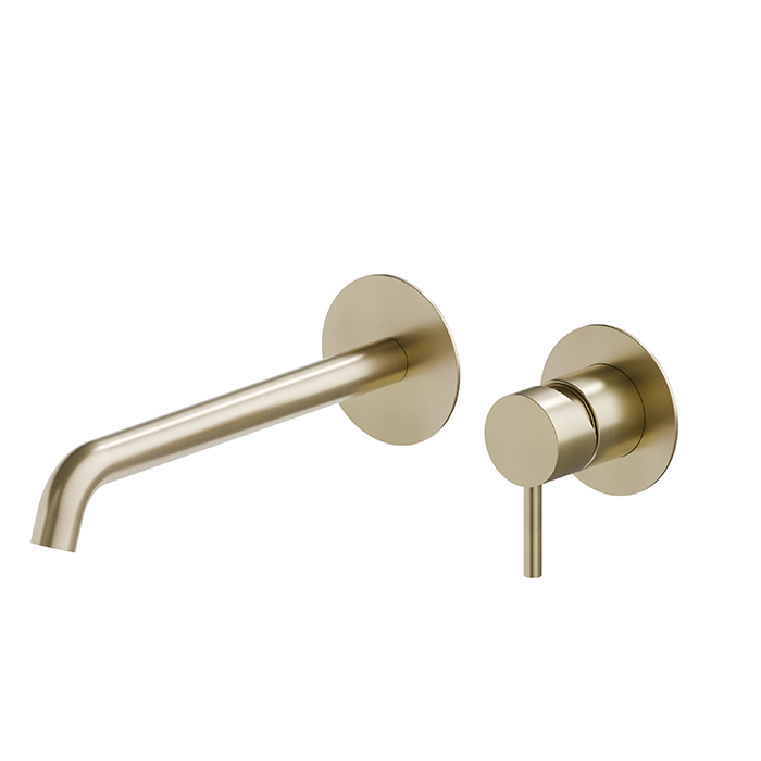 Смеситель для раковины Newform X-STEEL 316, встраиваемый, излив: 23.9см, цвет: PVD Brushed pale gold