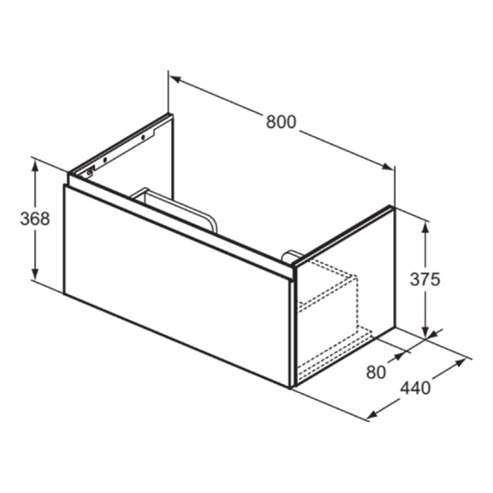 Ideal Standard Finesse Тумба с раковиной 80x50см, подвесная, 1 ящик, 1 отв., цвет: белый матовый