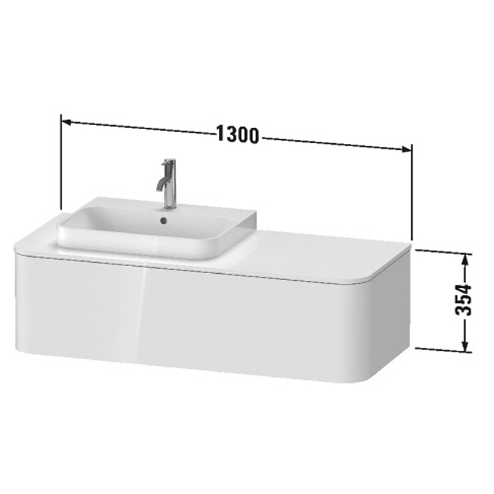 Duravit Happy D.2 Plus Тумба подвесная 130x55х35.4см, с раковиной и 1 ящиком, SX, цвет: белый глянцевый
