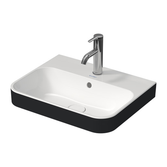 Duravit Happy D.2 Plus Раковина накладная, 50х40см, с 1 отв., выпуск с керамической крышкой, WonderGliss, цвет: Anthracite matt/белый
