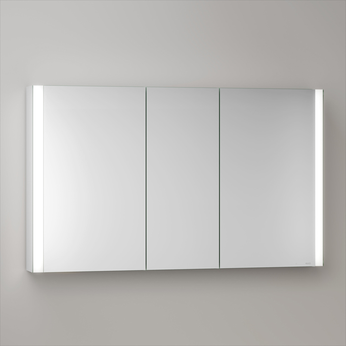 Keuco Somaris Зеркальный шкаф, 120x71x12.8см., 3-дверный двустор. зеркало, P 44 c плавным закр., корпус: алюминий серебристый цвет: