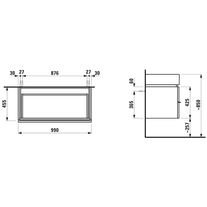 Laufen Case For Living City Тумба с раковиной 99х45.5x45.5см, 2 ящика, цвет: белый матовый