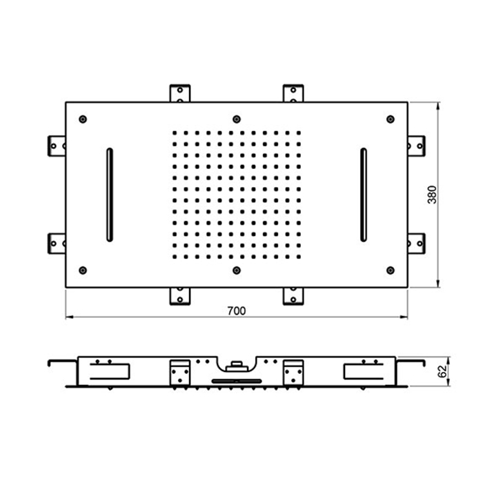 Almar Rectangular Верхний душ, потолочный, 70х38см, 2 режима, цвет: Mirror Stainless Steel