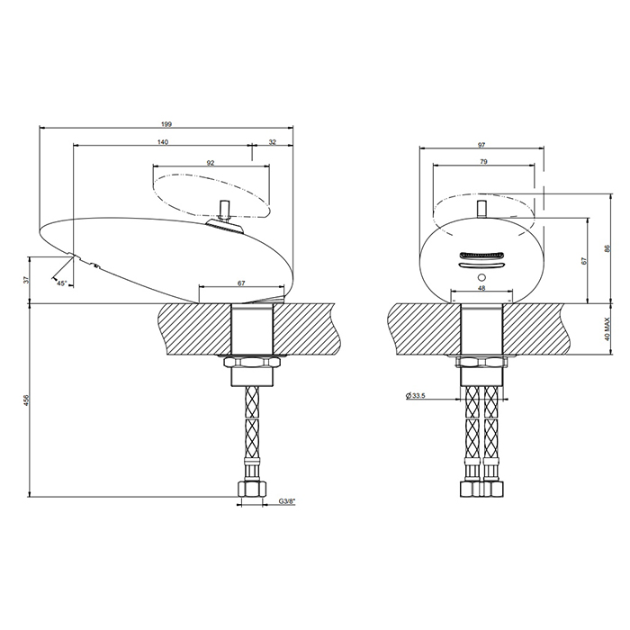 Смеситель для раковины Gessi Equilibrio, на 1 отв., цвет: золото