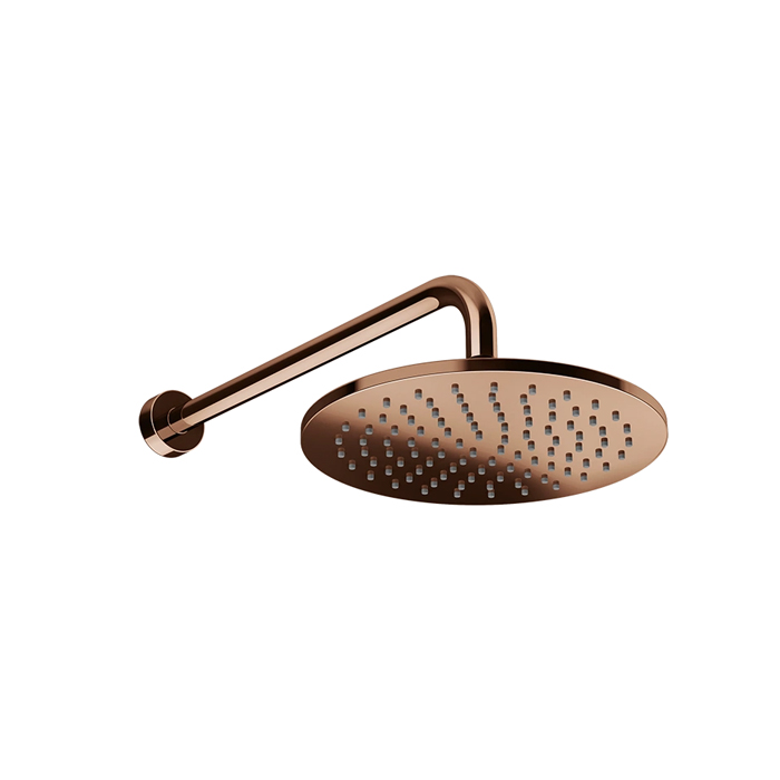 Верхний душ Gessi Origini 25см, с кронштейном, настенный, защитой от известкового налета, цвет: Copper PVD