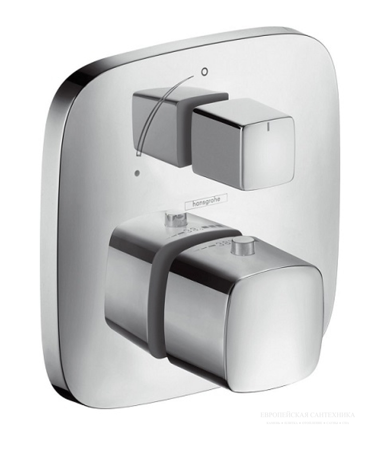 Термостат для душа Hansgrohe PuraVida, встраиваемый, с запорным вентилем, внешняя часть, цвет: Хром