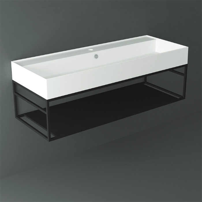 Структура Simas Agile металлическая 121x46xh28см, подвесная, для раковины с 1 отв., AG121, с 1 полкой, цвет: черный матовый