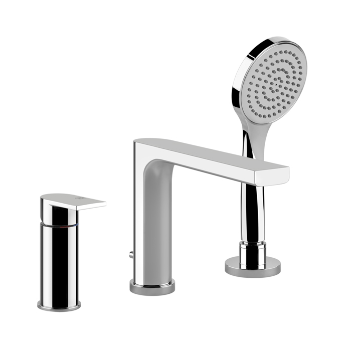 Смеситель для ванны Gessi Emporio Via manzoni, на 3 отв., с переключателем, изливом и шлангом 1,50м, цвет: хром