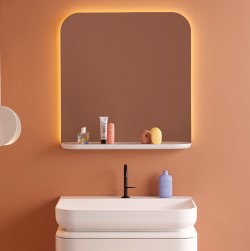 BURGBAD B.ME Зеркало 1000х830х150 мм, LED подсветка, с полкой, цвет белый