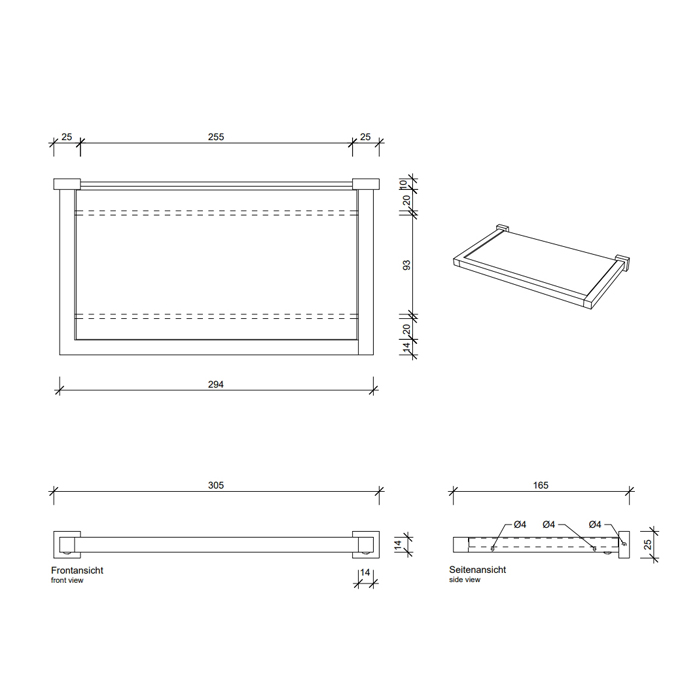 Decor Walther Corner GLA30 Полочка стеклянная 30x16.5см, подвесной, цвет: хром