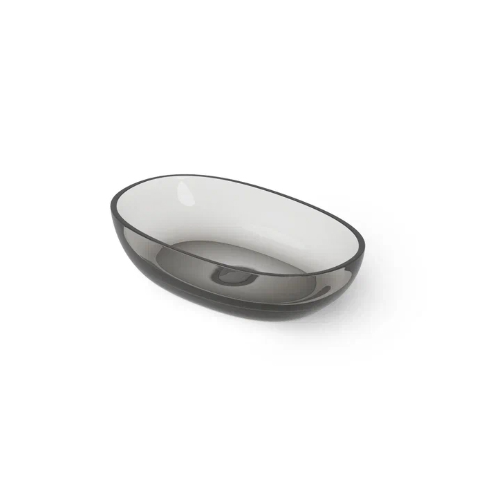 Dea Design Washbasins Раковина 60х36х14см, накладная, без отв., Glasstech, прозрачная смола, цвет: Smoky Black R4