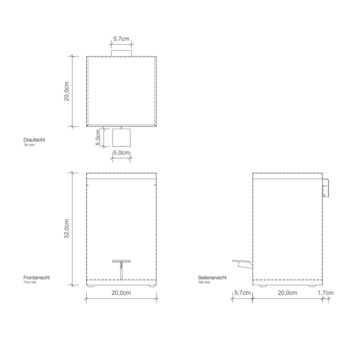 Decor Walther TE 70 SC Ведро 20x20x32см, с педалью и крышкой, softclose, напольное, цвет: белый матовый
