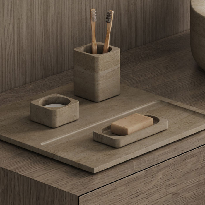 Мыльница настольная Dea Design Marble, 16х8хh2см, из мрамора, цвет: Travertine