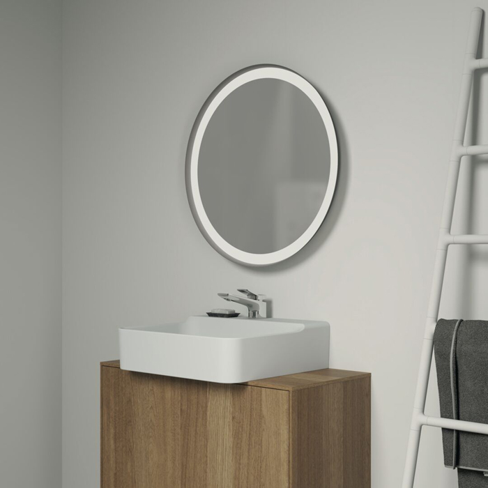 Ideal Standard Conca Круглое зеркало с подсветкой 65 см (Металлическая накладка, закругленная задняя рама, функциональная светодиодная подсветка)