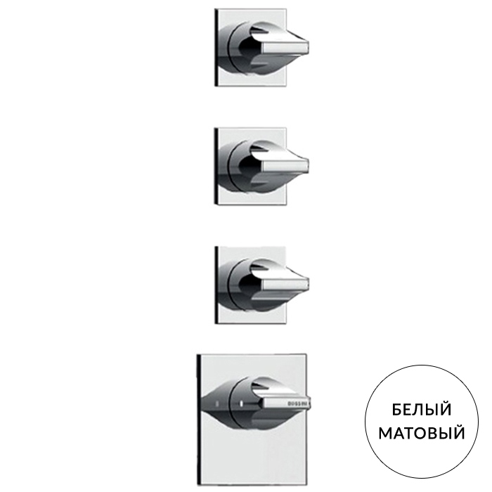 Смеситель для душа Bossini Apice, встраиваемый, термостатический, 2 запорных вентиля, внешняя часть, цвет: белый матовый