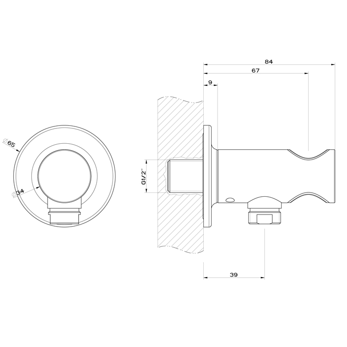 Gessi Inciso Вывод воды с держателем для душевой лейки на 1/2", цвет: finox