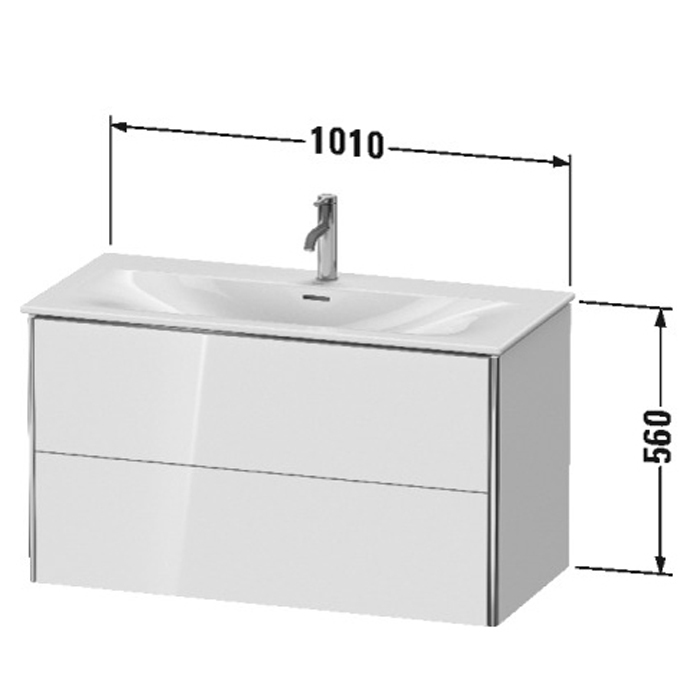 База Duravit XSquare подвесная 101x47.8x56см с раковиной, 2 яшика, цвет: глянцевый белый