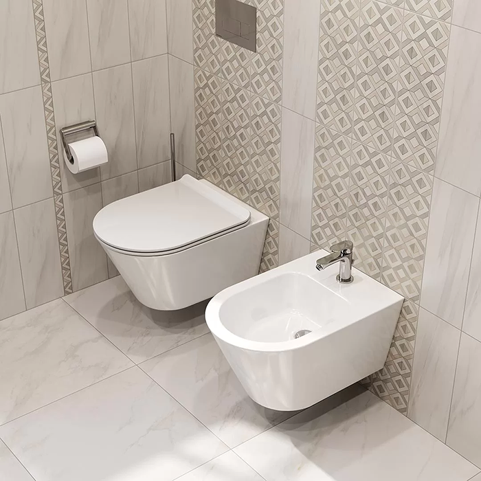 Kerama Marazzi Plaza Modern Унитаз 36х53см., подвесной, безободковый, с крепежом, цвет: белый глянцевый