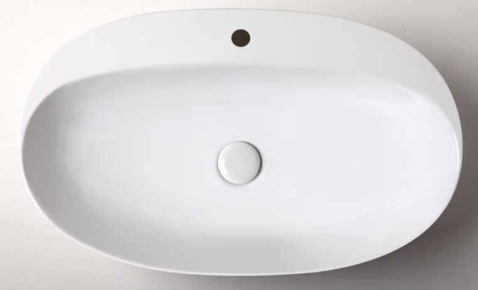 Azzurra Elegance Circle Раковина накладная, 60x42xH14 см, 1 отв., без перелива, цвет: Bianco lucido