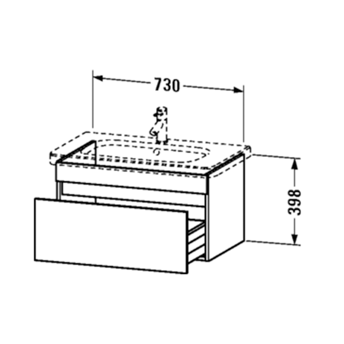 Duravit DuraStyle Тумба с раковиной 73х44.8х39.8см, подвесная, 1 ящик, цвет: Графит матовый