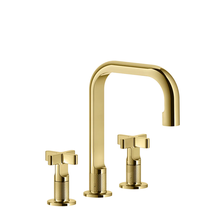 Смеситель для раковины Gessi Inciso на 3 отв., цвет: золото