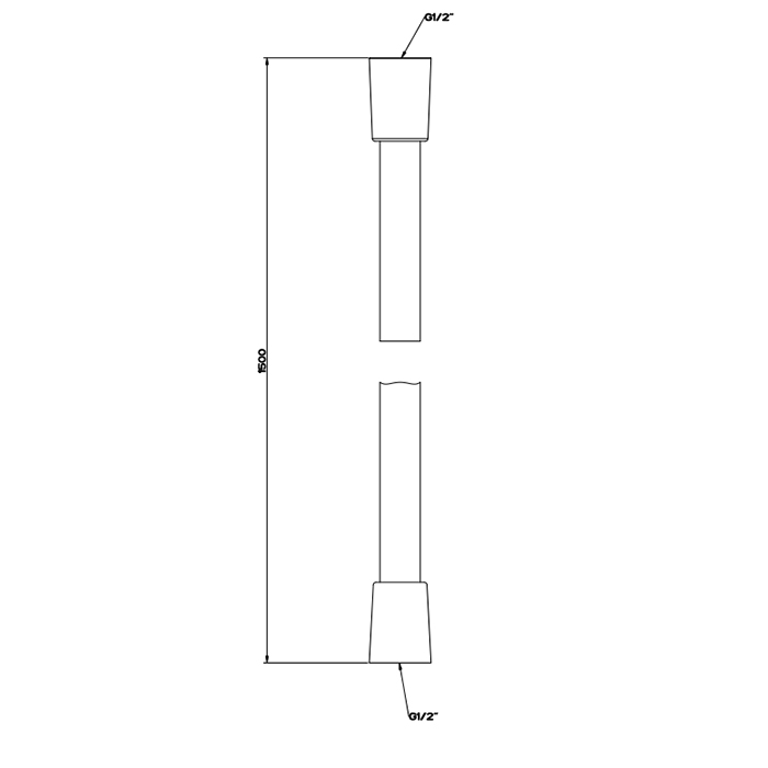 Шланг Gessi 316 с romalux для ванны с коническим соединением на 1/2", длина 150 см, цвет: brushed black metal pvd