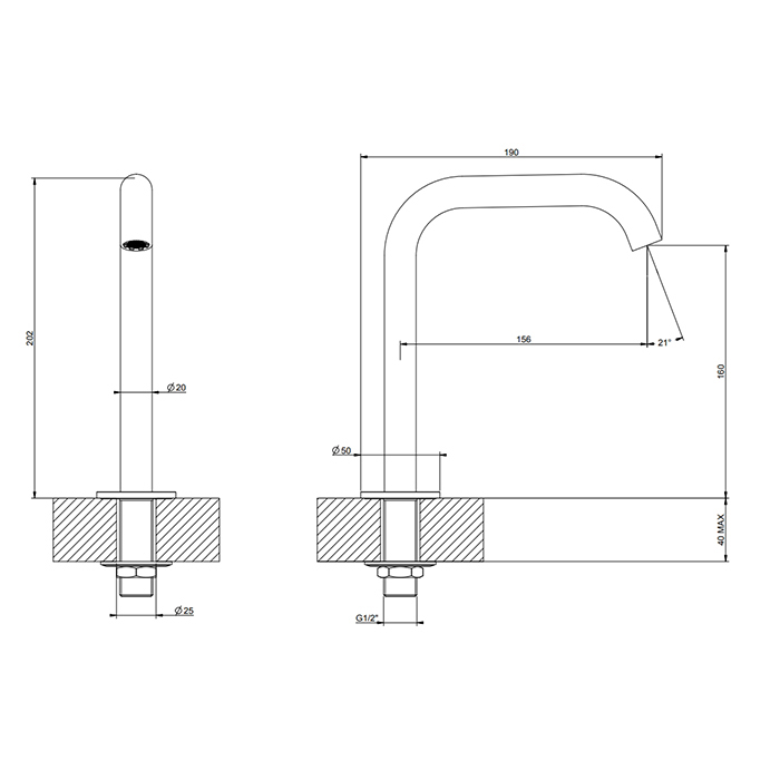 Излив для раковины Gessi 316, настольный, высота 16см, цвет: Black XL