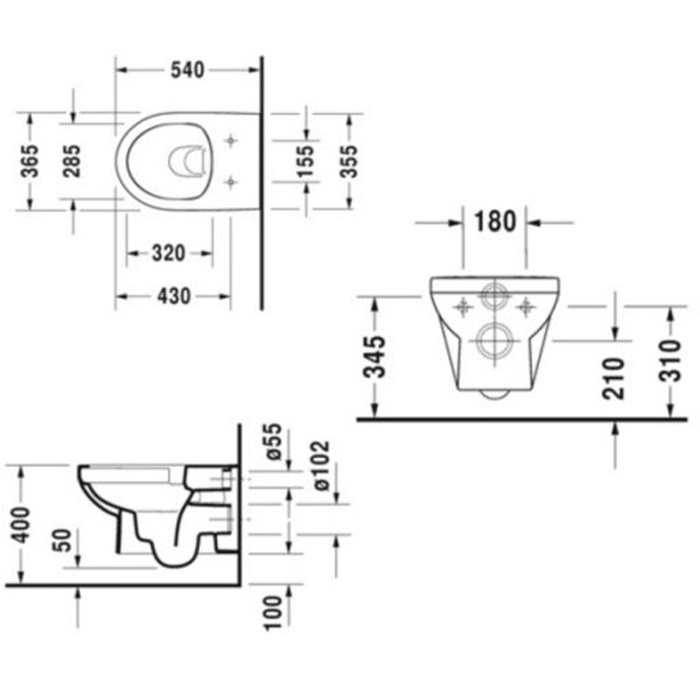 Duravit DuraStyle Комплект: подвесной унитаз Basic Rimless 256209 36.5х54см.+ сиденье с SoftClose 002079