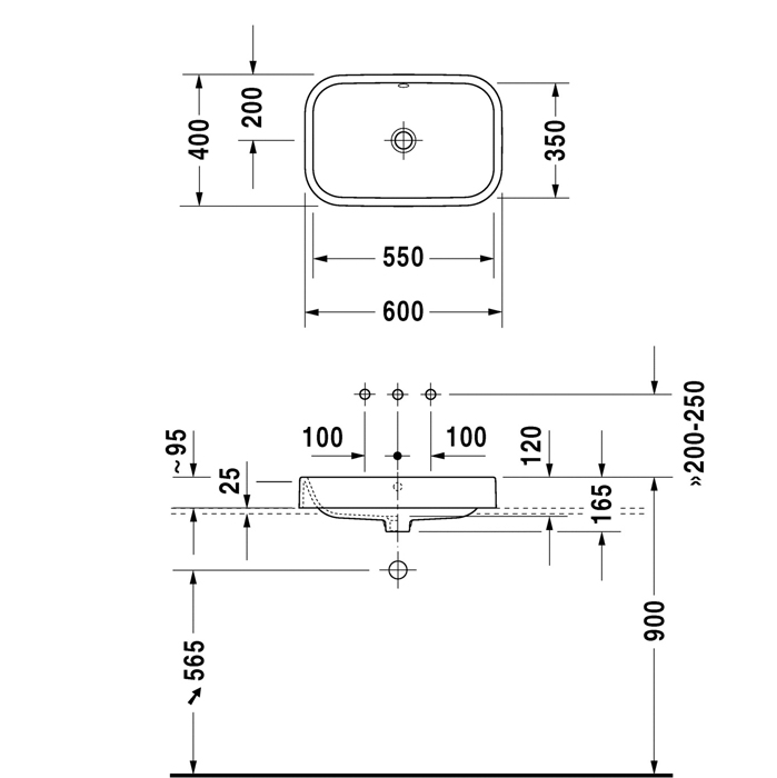 Duravit Happy D.2 Раковина накладная 60х40см, без отв., с WonderGliss, цвет: белый