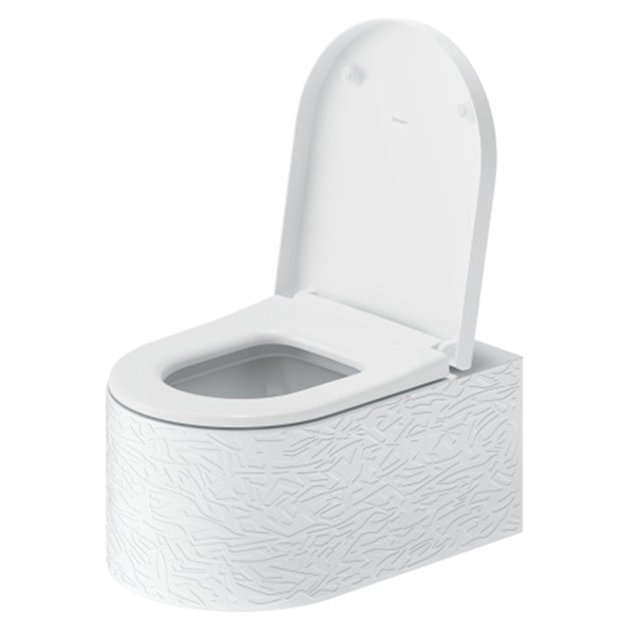 Duravit Millio Унитаз подвесной, 37х57см, декор "Pattern", крепление в компл., цвет: белый шелковисто-матовый