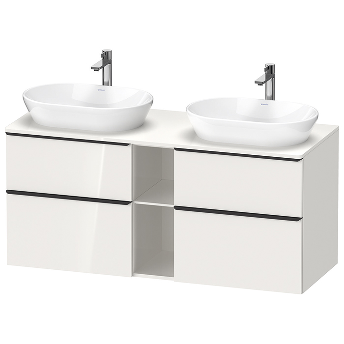 Тумбочка Duravit D-Neo подвесная 64.4x140x55 см, 2 раковины, 2 ящика, цвет: белый высокоглянцевый