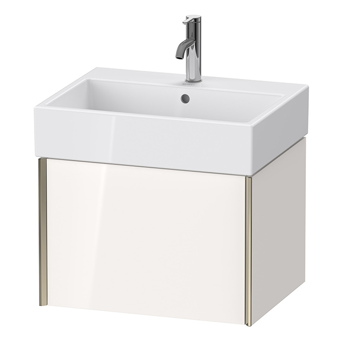 Тумба подвесная Duravit XViu 58.4x45.4x39.7см, с раковиной, 1 ящик, цвет: белый глянцевый/champagne matt