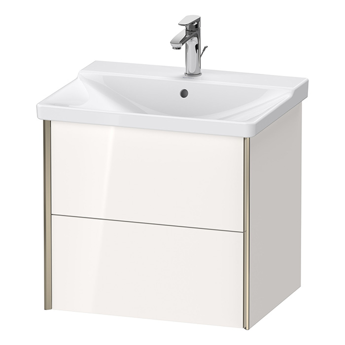 Тумба подвесная Duravit XViu 61x46.9x56.5см, с раковиной, 2 ящика, цвет: белый глянцевый/champagne matt