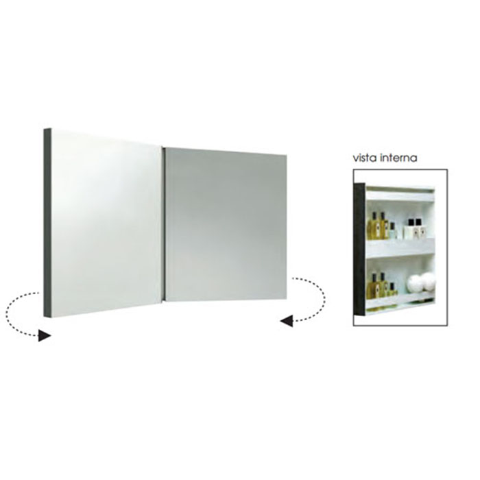 Azzurra Mirror Book Зеркальный шкаф двойной с внутренними полочками, 116(58*2)xH60 см