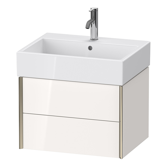 Тумба подвесная Duravit XViu 58.4x45.4x39.7см, с раковиной, 2 ящика, цвет: белый глянцевый/champagne matt