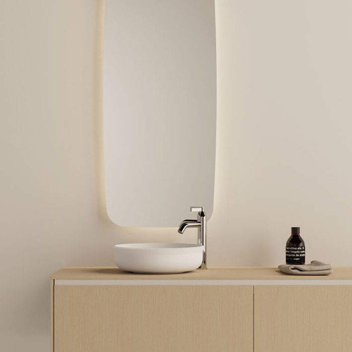 Agape Undici Раковина накладная Ø39см, без отв., без перелива, с донным клапаном, Solid surface, цвет: белый матовый