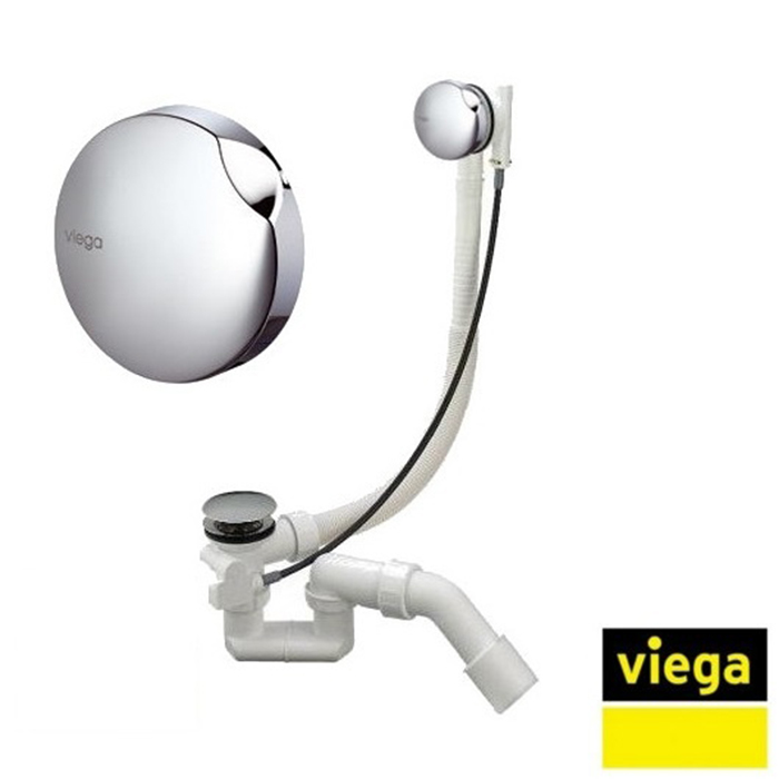 Viega Simplex слив-перелив, с сифоном и отводным коленом 45 градусов, переливная труба L-60см, цвет: хром