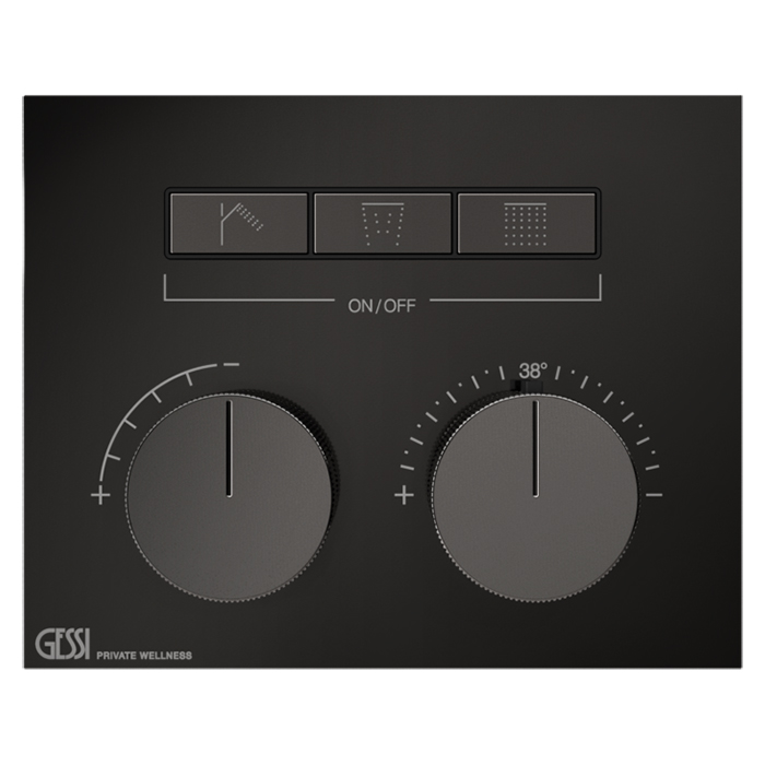 Термостат для душа Gessi Hi-Fi, с включением до 3 источников одновременно, внешняя часть, цвет: Black Metal PVD