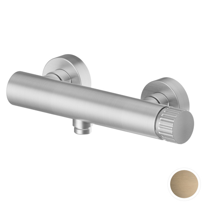 Смеситель для душа Newform Steel Line, настенный, цвет: pvd brushed pale gold