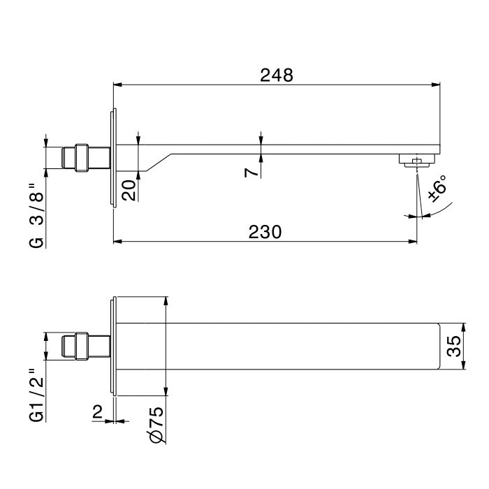 Newform Steel Line Излив для раковины 23см, настенный, цвет: pvd brushed copper bronze