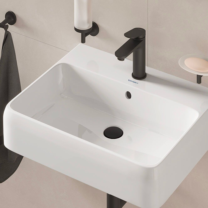 Duravit Wave Смеситель для раковины, 1 отв., с донным клапаном, цвет: черный матовый