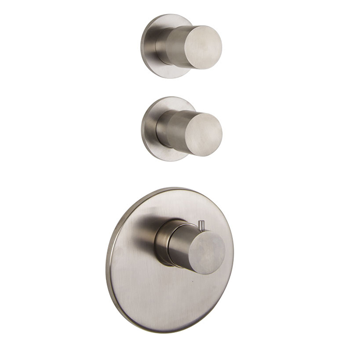 Смеситель для душа встроенный Fima Carlo Frattini Spillo Steel F3083X2INOX, термостатический, 2 запорных вентиля, внутренняя часть (F2462) в комплекте, цвет: INOX