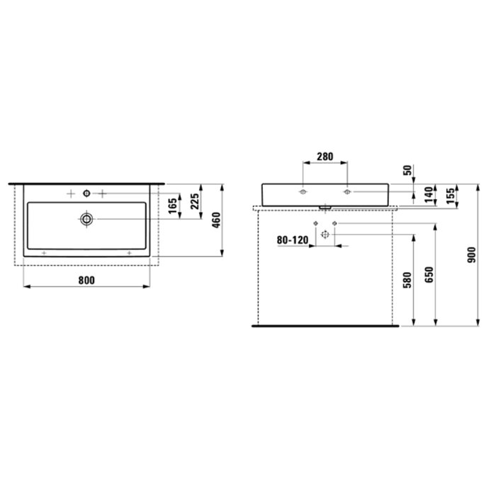 Раковина Laufen Living City 80х46х14 см, 1 отв., цвет: белый