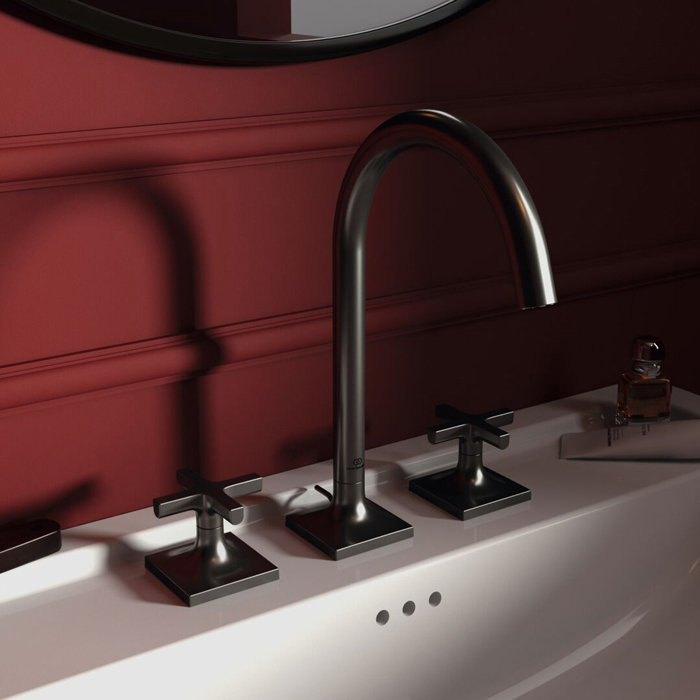 Ideal Standard Joy Neo Смеситель для раковины, на 3 отв., с донным клапаном, цвет: PVD Magnetic Grey