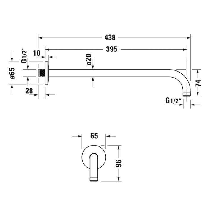 Duravit Кронштейн для душа 41см., настенный, цвет: хром